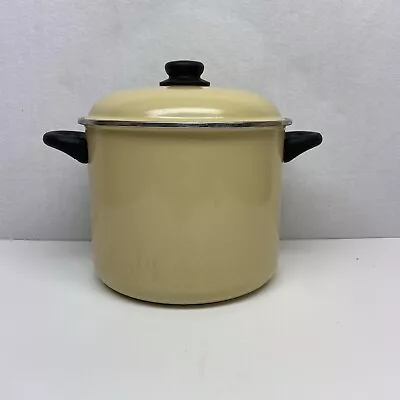 Enamel Stock Pot 9 Qt. Induction Cookware Megawa Yellow / Ivory Made In Spain • $19.99