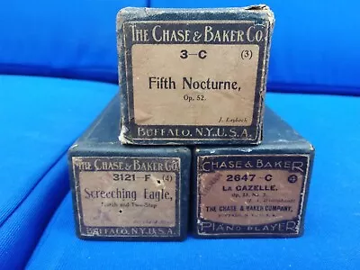 Vintage Chase & Baker Player Piano Music Rolls 3 Total • $10