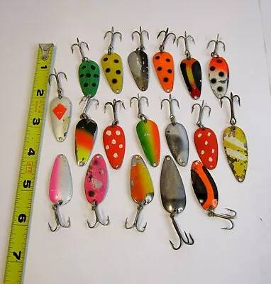 Vintage Mixed Lot 18  Walleye Trout Salmon Spoons 1.5 In Lures Fishing Lot #3 • $13.99