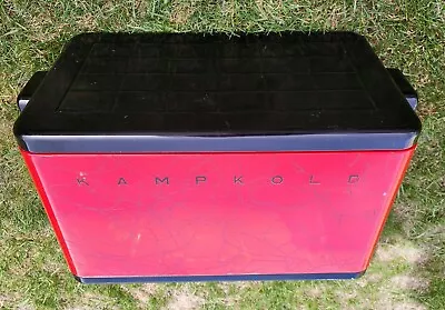 🔥 Vintage KAMPKOLD Red Metal Cooler 1950's Era With Divider 🔥 RARE • $199.99