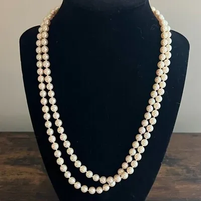 Vintage 60s Mikimoto Lady's Knotted Double Strand Ayoka Pearl Necklace/Appraisal • $2182.15