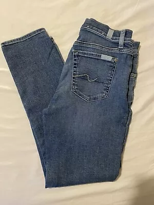 7 For All Mankind Jeans Womens 24 Blue Denim Pants Button Fly Josefina Flex Lady • $17.99