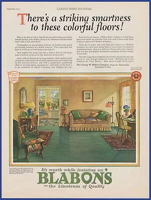 Vintage 1927 BLABON'S Linoleum Flooring Home Art Décor Ephemera 20's Print Ad • $11.21