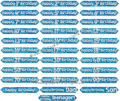 9ft Holographic Blue + Silver Foil Banner Birthday Party Wall Door Decorations • £1.99