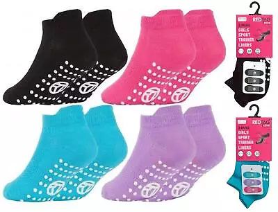 Girls/Kids 3 Pairs/Packs Socks Gripper Soft Trampoline Sport Trainer Ankle Liner • £5.49