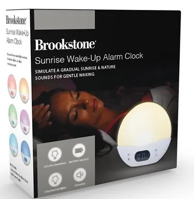 BROOKSTONE Sunrise Wake-Up Alarm Clock - Color Changing Light Simulates Sunrise • $13.99