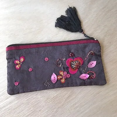 £7.99 • Buy ACCESSORIZE (Monsoon) Purse Pretty Embroidered Fabric Make-up Bag Zip Closure
