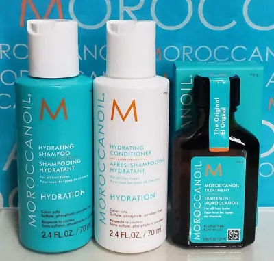 Moroccanoil Hydrating Shampoo Conditioner 2.4 Oz + Oil Treatment 0.85 Oz Set • $29.95