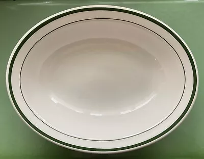 Vtg Jackson Vitrified China Rest. Ware Oval Serving Bowl 9 X5 X2   2 Grn Bands • $14