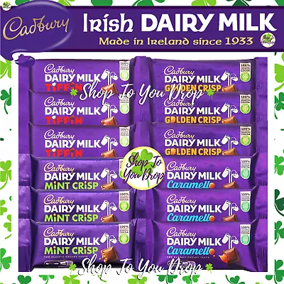 12 BAR ASSORTED IRISH CADBURY MINT CRISP GOLDEN CRISP TIFFIN CARAMELLO Ireland☘️ • £23.95