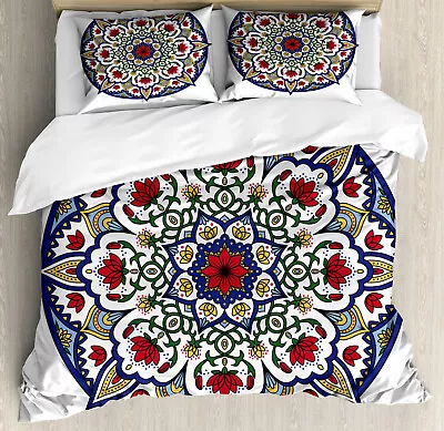 Moroccan Duvet Cover Set With Pillow Shams Mandala Lotus Ancient Print • $69.99