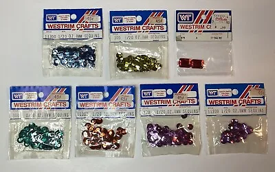 Vtg Lot Of Six Westrim Crafts 1/20 Oz. 8mm Sequins & One 12 X 16mm Red Jewel • $6.95