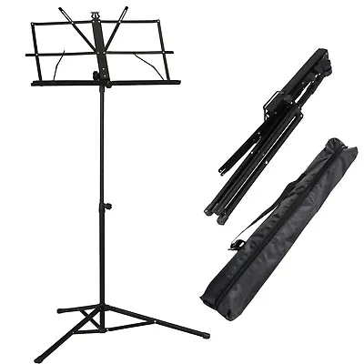£8.45 • Buy Sheet Music Book Stand + Carrying Bag Portable Folding Metal Stand Adjustable