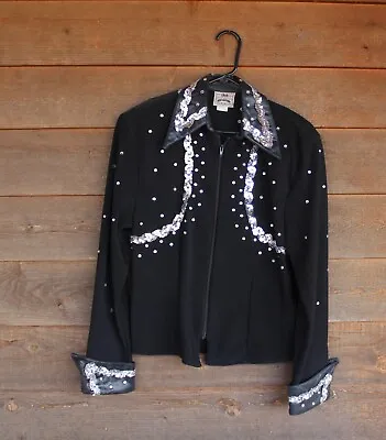 Show Jacket/rail  Shirt Black And Silver With Bling.  Womens Large • $85