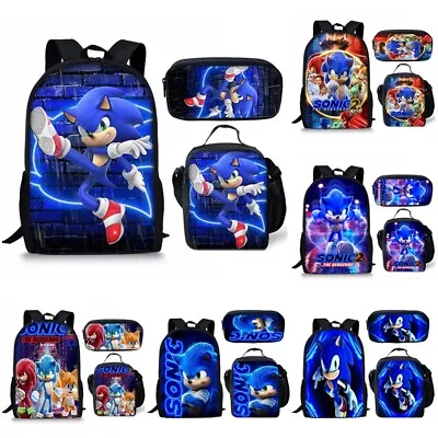 £5.98 • Buy 3pcs Sonic The Hedgehog Backpack Set Student Shoulder Bag Handbag PencilCase Lot