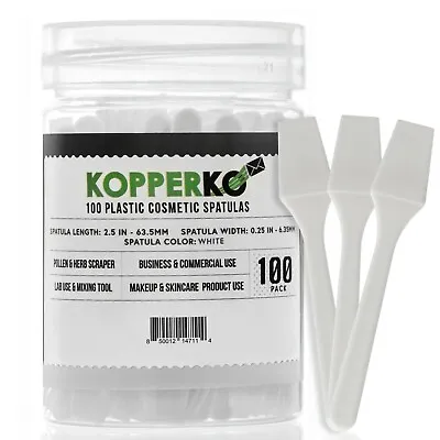 KOPPERKO 100 Pack - 2.5 Inch Cosmetic Spatulas - Small Plastic Spatula - White • $6.97