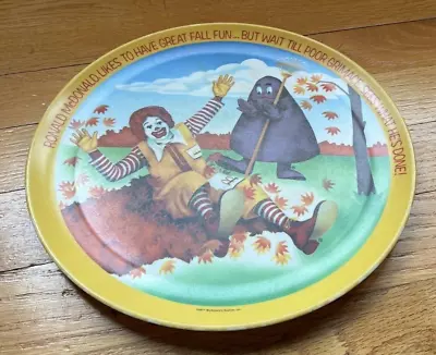 1977 McDonald's Lexington Plastic Fall Season Plate ~ Ronald McDonald & Grimace • $11.99