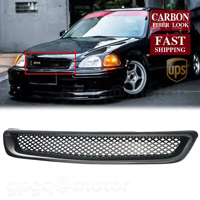 For Honda Civic EJ/EK 96-98 JDM Type R Carbon Fiber Mesh ABS Front Hood Grille • $20.99