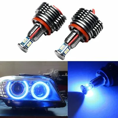 Pair Blue 40W H8 LED Angel Eyes Halo Ring Bulb For BMW X5 E70 X6 E71 E90 E91 E92 • $49.99