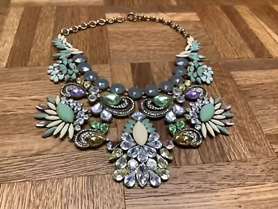 Stunning J. Crew Multicolor  Brulee Rhinestone Chunky Bizarre Statement Necklace • $85