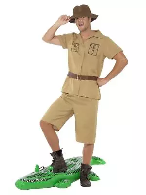 Adult Safari Man Suit & Hat Australian Icon Crocodile Hunter Fancy Dress Costume • £23.19