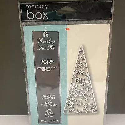 Memory Box Die Sparkling Tree Tile 4 1/2” X 2 1/4” Christmas New Sealed • $11.99