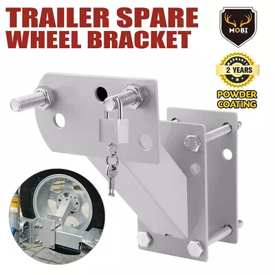 $31.95 • Buy Mobi Spare Wheel Carrier Bracket Tyre Holder Trailer Caravan Boat & Pad Lock