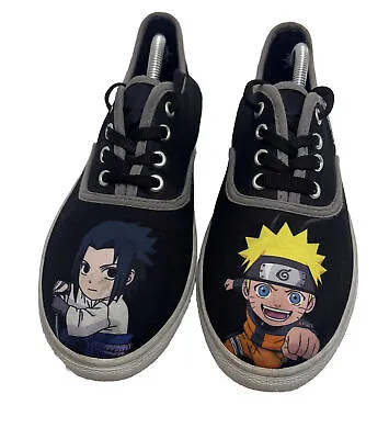 Naruto & Sasuke Shippuden Shonen Jump Shoes WOMENS SZ 8 Sneakers Black Lace • £27.95