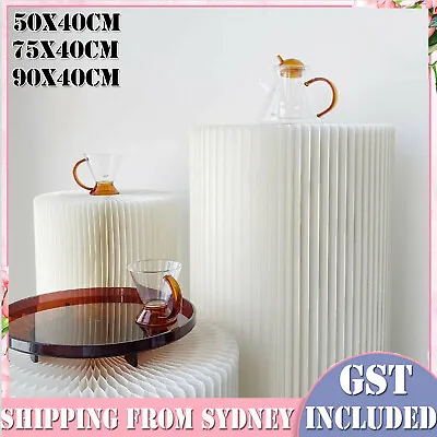 $90 • Buy Plinth Cylinder Wedding Folding Hard Carboard Round Ripple Stand Acrylic Top DIY