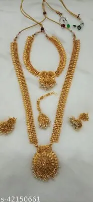 $26.89 • Buy Indian Bollywood Fashion Ethnic Bridal Gold Plated Jewelry Necklace Earrings Set