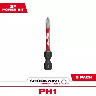 SHOCKWAVE Impact Duty 2 In. Phillips #1 Alloy Steel Screw Driver Bit (5-Pack) • $8.69