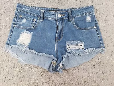 PS Erin Wasson Women's Shorts Size 28 Blue Cutoff Knit Pockets Distressed 30x1 • $7.99