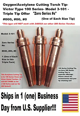 Oxygen/Acetylene Cutting Torch Tips- Victor Type 100 Series- 3-101 -#000000 • $26.99