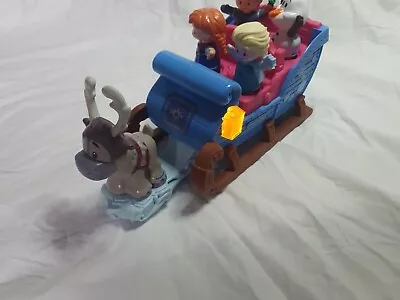 £8 • Buy Fisher Price Little People Frozen Anna Elsa Kristoff Sven Olaf & Light Up Sleigh