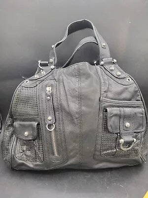 Junior Drake Black Soft Supple Italian Perforated Leather Hobo Bag Shoulder Bag • $80