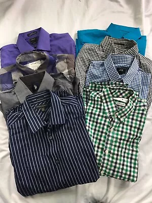 Lots Of 8 Mens Dress Shirt Size M Slim Fit Mixed Banana Republic Ralph Lauren  • $27