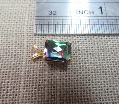 14K Solid Yellow Gold Mystic Topaz Charm Pendant - .88 Grams • $69