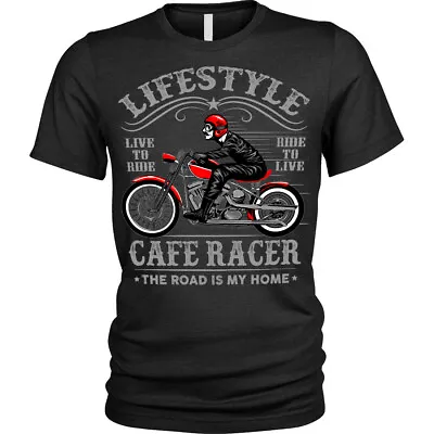  Lifestyle Biker T-Shirt Cafe Racer Motorcycle Unisex Mens • £12.95