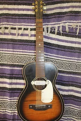 $200 • Buy Silvertone Parlor Guitar, Solid Mahogany Body, With Magnetic And Piezo Tuner, Eq