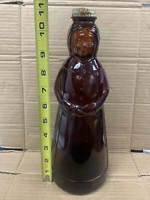 Vintage Mrs. Buttersworth Syrup Lady Figural Brown Bottle With Cap 11 1/4” Tall • $50