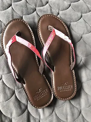 Hollister California Faux Leather Flip Flops/Sandals • £12