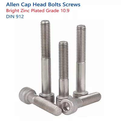 M4 X 14mm ALLEN BOLTS SOCKET CAP SCREWS HIGH TENSILE ZINC PLATED 10.9 DIN 912 • £10.69