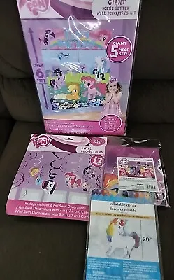 4 Pc MY LITTLE PONY Scene Setter HAPPY BIRTHDAY Party Wall Decor Misc Lot • $21.99