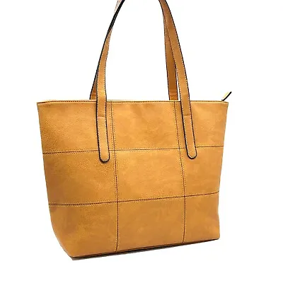 Womens Designer Style Shoulder Bag Faux Leather Large Handle Tote Bag • £11.50