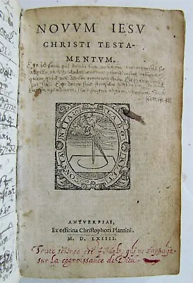 1564 BIBLE Extremely Rare PLANTIN Edition Of New Testament VELLUM BOUND Antique • $1899.99