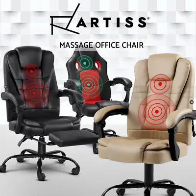 $169.95 • Buy Artiss Massage Office Chair Executive Gaming Racing Recliner PU Leather Seat