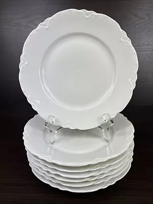 7 Beautiful Habsburg China Austria White Racine 8 3/8” Scalloped Luncheon Plates • $99.99