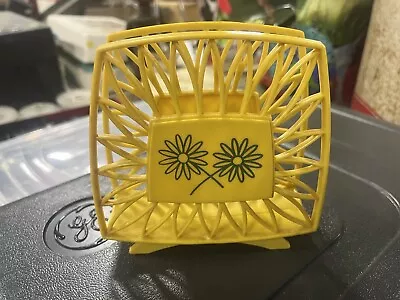 Vintage Mid Century Yellow Plastic Daisy Napkin Holder 4 3/4  Tall • $19.99