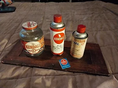 Vintage Kendall Oil Lot ! Glass Oil Jar Metal Lid Spray Cans Matches !  • $24.99