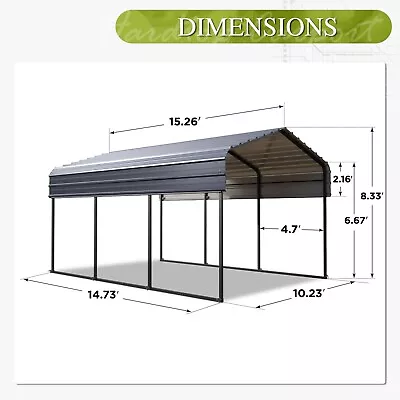 Outdoor Carport Heavy Duty Car Shelter Gazebo Garage 10x15' 12x20' 12x25' 20x20' • $739.99